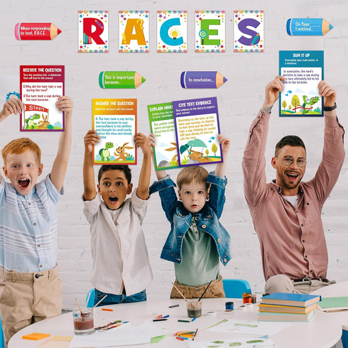 Outus 36 Pcs Writing Strategy Bulletin Board Poster Set with Alphabet Cutouts and Sentence Starters for Classroom Decor