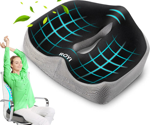 ROYI Memory Foam Seat/Chair Cushion for Relieves Back, Sciatica Pain, Tailbone Pain,