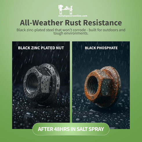 Metal Spacers Online M6 1.0 25 Pack 10.9 10mm x Flange Nut Black Zinc Steel, Grade Nut with Drive Corrosion Resistant