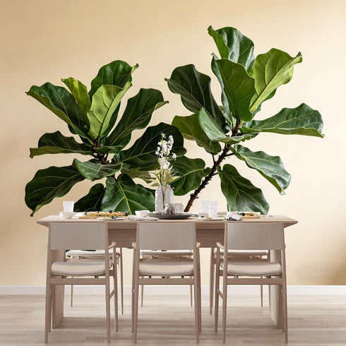 Agglomerix Custom Size Wall Murals Fiddle Leaf Fig Botanical Minimalist Green Leaves SelfAdhesive Wall Fabric Removable