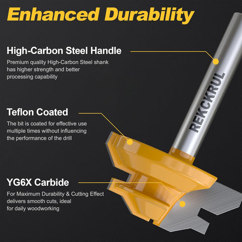 3 45 Set 1/4" 1/2", 5/8", 3/4", Professional PCS Degree Lock Miter Router Bit - Carbide Tipped, Shank, Cutting Height: