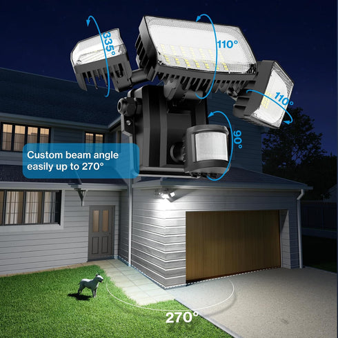 70W 7000LM IP65 6500K Olafus Motion Sensor Outdoor Light Plug in, Motion Flood Light Dusk to Dawn, LED Security Light