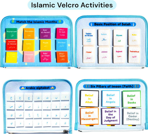 Megan's Toys 3+ 5 Islamic Quiet Book for Kids Ages - Montessori Muslim Learning Toy, Felt Busy Book to Learn Wudu