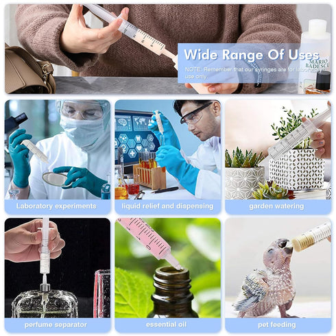 12 Pack 20 ml Plastic Syringe, Luer Slip Syringe without Needle, No Rubber Ring for Scientific Labs, Liquid Refilling