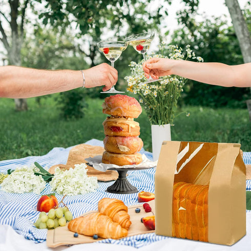 NOONEAST 200 Pack 14" 8.3" 3.5" Packaging Large Paper Bread Bags for Homemade Bread Sourdough Bags x x with Tin Tie Tab