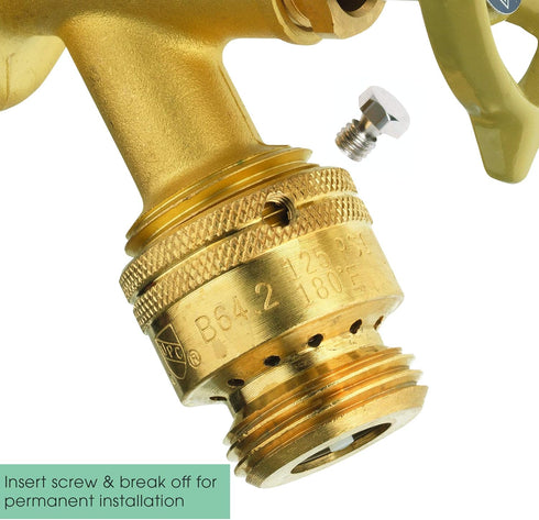 Vacuum Breaker Hose Bib Backflow Preventer, 3/4 Inch, Brass, Homewerks Worldwide VACBFPZ4B