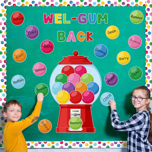 WATINC 105Pcs Back to School Gumball Machine Cutouts, Colorful Bubble Gumballs Bulletin Board Decoration Set