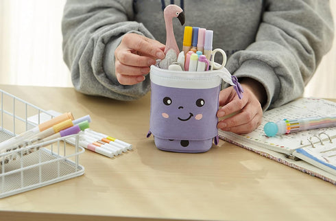 Telescopic Pencil Bag - Pop Up Stationery Case, Stand-up Retractable Organizer for Office, Great for Holiday Gifts
