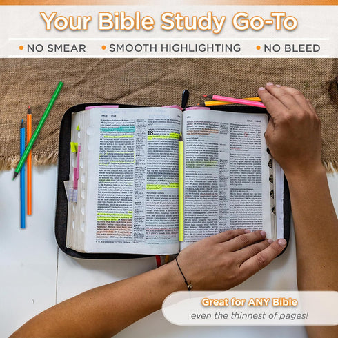 Christian Art Gifts Bible Highlighters, 6 pc Set Assorted Colors, Smudge and Bleed Proof Neon Highlighters for Bible Study, School, Home, Office by Christian Art Gifts
