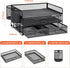Marbrasse 3 Tier Mesh Desk Organizer - Black Multi-Functional Organizer with Drawer, Paper Letter Organizer & 2 Pen