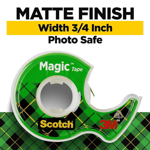 Scotch Magic Tape, 3 Rolls (3/4 in x 300 in), Invisible Matte Finish, Photo-Safe