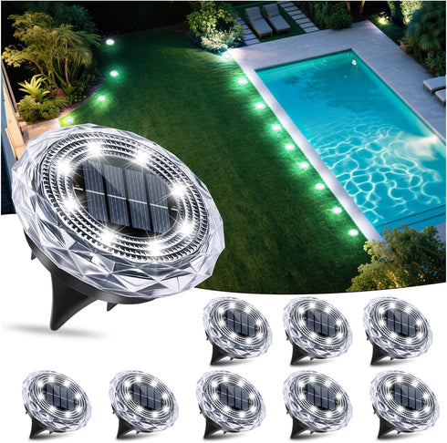 FORTULUX Solar Ground Lights,Solar Disc Light Outdoor Waterproof,Landscape Lighting Garden Lights for Pathway,