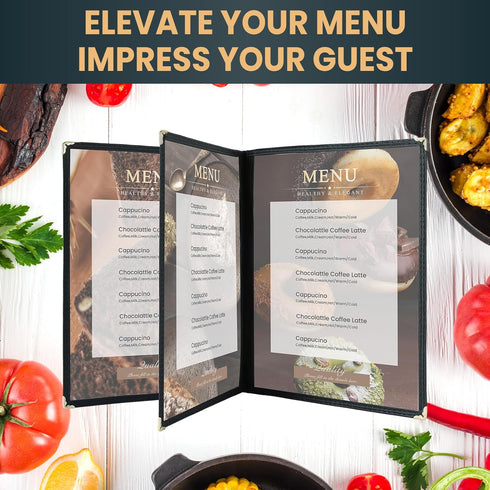 8.5 11 Inch, 2 Pack (3 6 Menu Covers x Clear View Menu Holder Transparent Menu Sleeve, Fits Letter Size Paper