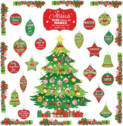 Christmas Bulletin Board Decorations, Nativity Set, Names of Jesus Board, Religious Cutouts for School Decor