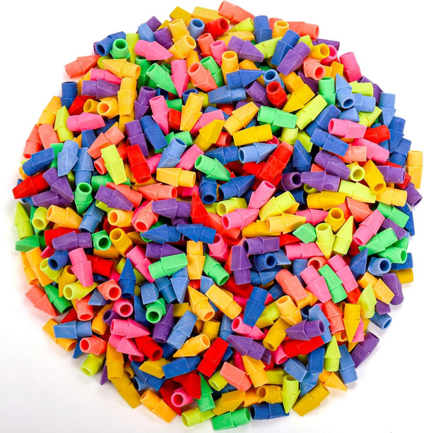 Nicunom 600 Pack Pencil Eraser Caps, 10 Colors Bulk Pencil Top Erasers for School Supplies