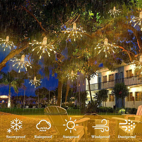 8 (5in1 50LED) keeda Mini Firework String Lights Battery Operated with Remote Control Christmas Hanging String Lights