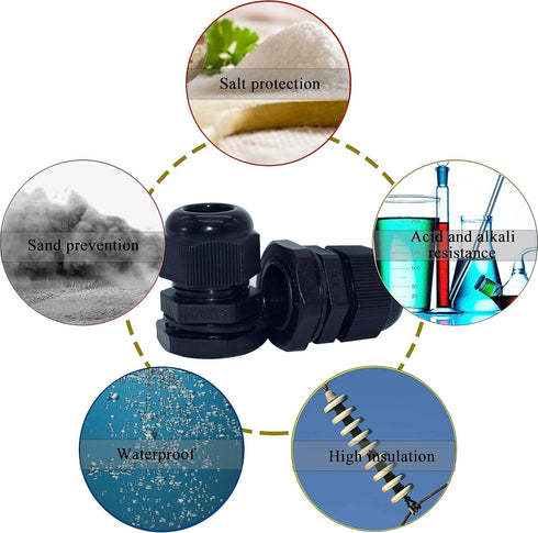 ZKSM (10Pcs), M20 1.5 6-12 Cable Glands Nylon Cable Glands Waterproof x Glands Range Black Cable Connector