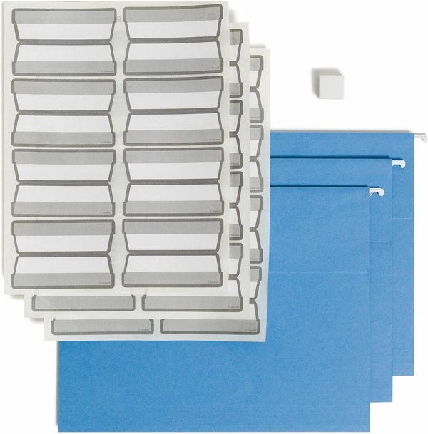 Smead Hanging File Folder with Erasable ProTab, 1/3-Cut Tabs, Adjustable Position, Letter Size, Blue, 20 per Box