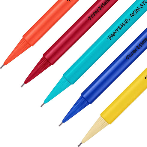 Paper Mate Non-Stop Mechanical Pencil | 0.7mm with Shock-Absorbing Tip | HB #2 | Assorted Barrel Colours, 10 Count
