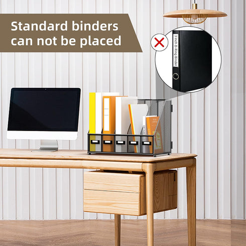 DALTACK Metal Desk Organizers, Magazine File Holder with 5 Vertical Compartments for Office Home School, Black