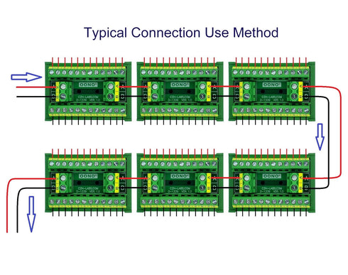 OONO DIN Rail Mount 30A/300V, 2x12 Position Screw Terminal Block Distribution Module