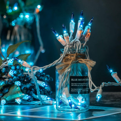 YULETIME 200 Blue Christmas Lights, Pack of 2 Sets 33 Feet 100 Count UL Certified Incandescent String Lights