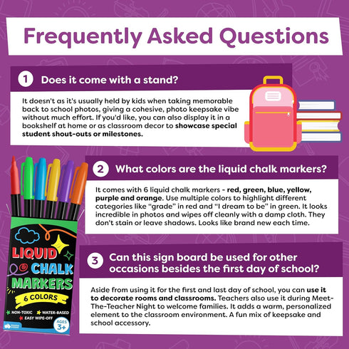 First Day of School Sign Board with Liquid Chalk Markers, 14”x11” Double-Sided & Reusable Back to School Board
