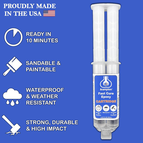 Brampton Fast Cure Epoxy - Epoxy Glue Kit for Metal, Wood, Tile, Most Plastics & More - Sets in 10 Minutes - Strong, Durable, Waterproof, Sandable, and Paintable Epoxy Resin (.85 oz)