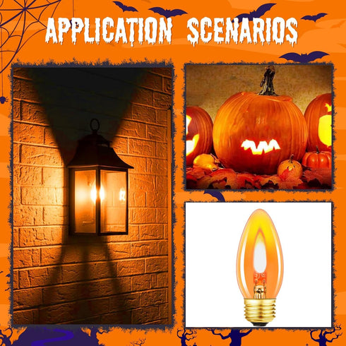 E26 Bulbs,Crystal Decorations,2PCS Base Flame Light Clear Candle Light with Orange Glow Effect for Halloween,Chandelier
