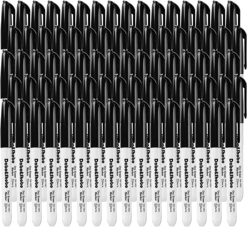 Dabo&Shobo Low Odor Dry Erase Markers, Fine Tip, Bulk Pack of 80, Black Whiteboard Markers for School Office Home