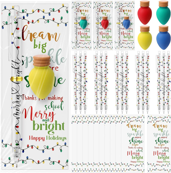 Yexiya 60 Sets Christmas Mechanical Pencils 0.7 mm Automatic Click Pencils Lightbulb