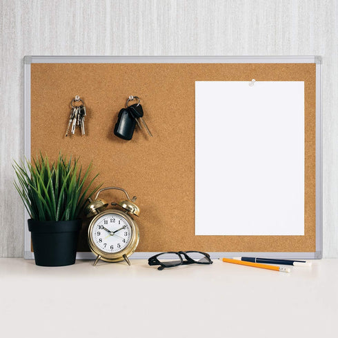 Board2by Cork Board Bulletin Board 20 x 30 Inches, Silver Aluminium Framed Large Notice Pin Board