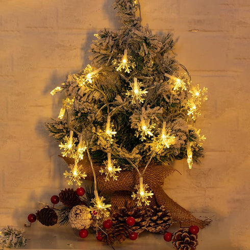 Solar Christmas Snowflake String Lights, 100 LED 39 FT Outdoor Waterproof Fairy Lights for Decor