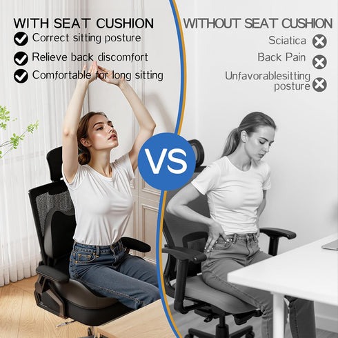 Tailbone Benazcap Large Memory Foam Seat Cushion Lumbar Support Pillow for Sciatica & Pressure Relief Coccyx Pad