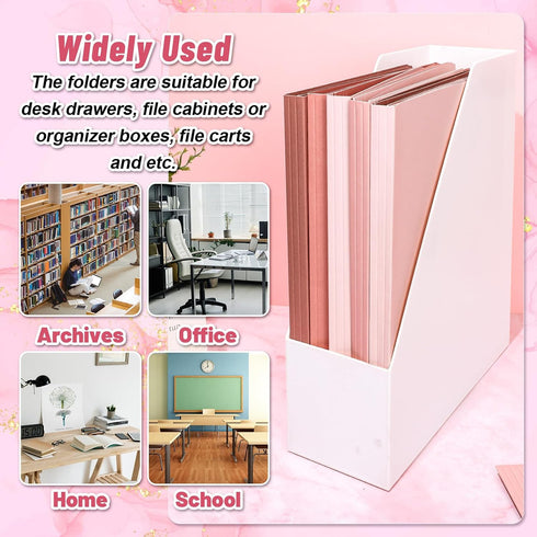Whaline 24 Pack Dusty Pink File Folders, Letter Size, 4 Colors Gradient Pink with 1/3 Cut Tab