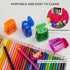 Sonuimy 4 Pcs Manual Pencil Sharpeners, Dual Holes Compact Colored Handheld Pencil Sharpener for Kids with Lid Adults