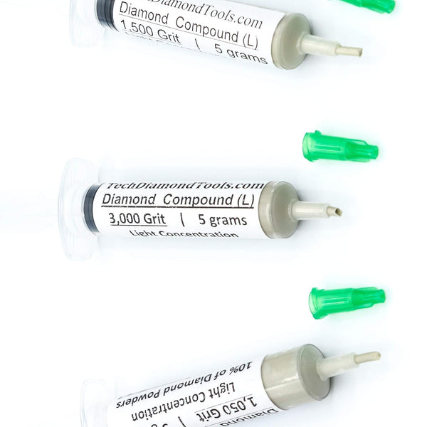 TechDiamondTools USA Made Kit of 3 Diamond Polishing Compound Paste - 1050, 1500, 3000 Grit for Marble, Glass, Metal