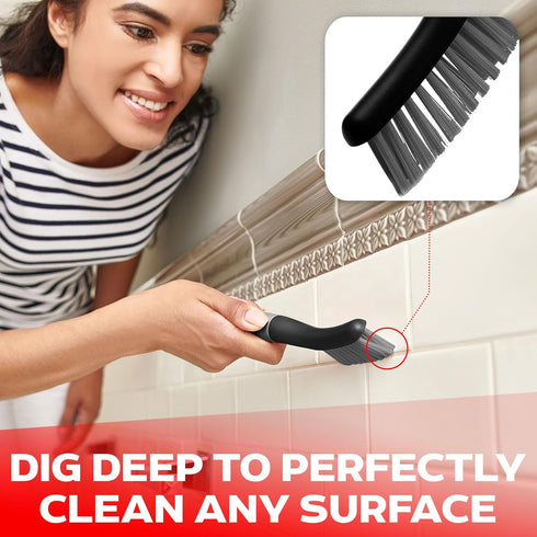 Scrub Brush Set of 3pcs, Cleaning Shower Scrubber with Ergonomic Handle and Durable Bristles for Bathroom and Kitchen