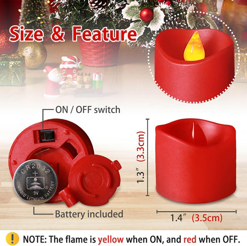 SingTok 12 PCS Red LED Tea Lights Battery Operated, Flameless Votive Tealights Fake Candles for Christmas Halloween