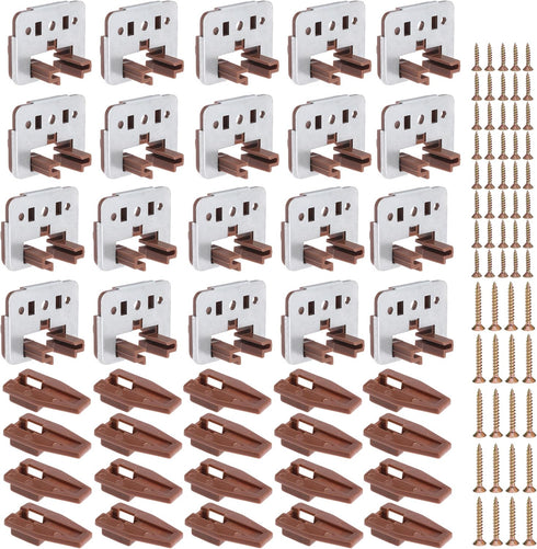 Seweder 20PCS 168 Drawer Slide Track Guide Glide with Drawer Guide Metal Backing and Drawer Stop for Center Mount