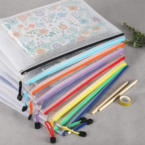 EOOUT 36pcs Mesh Zipper Pouch Bags, A4 Size Board Game Storage Zipper Bags for Organizing, Plastic Zipper Pouch in 11
