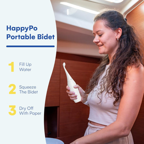The Original HAPPYPO Travel Bidet - Handheld Bidet for Gentle Cleansing - Portable Hygiene Bottle for Home or Travel