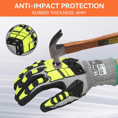 Safety Work Gloves, Impact Gloves for Men Women, Cut Resistant Non-Slip Heavy Duty with Nitrile Grip