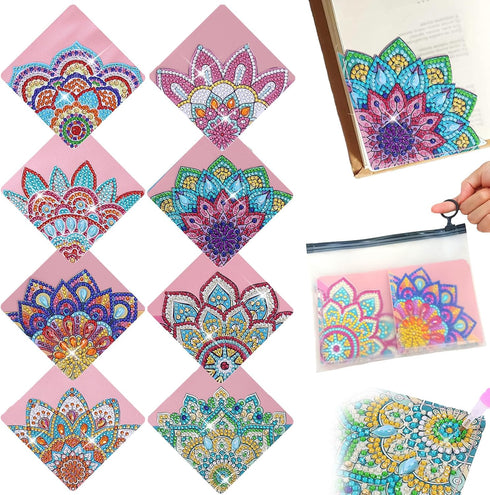 LINGFANG 8 Pcs Diamond Painting Bookmark, DIY Corner Book Makers for Adults, Small Kits for Beginners, Art Crafts Gift