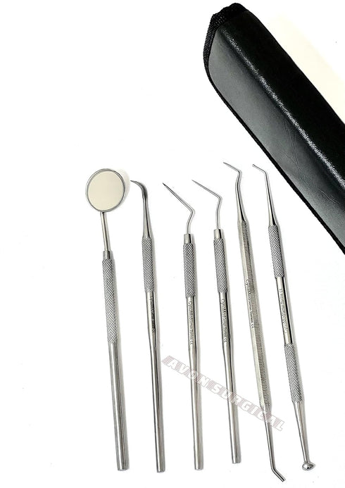 GERMAN Dental Hygiene Kit, 6 Piece Dentist Tools for Teeth Cleaning and Gum Health