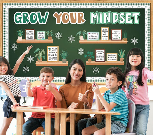 Mindset Set Pasimy Winter Growth Bulletin Board Plant Motivational Classroom Decorations January Bulletin Board