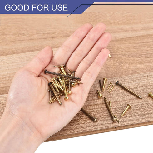uxcell 250 Pcs Tiny Brass Nails 1.5mmx15mm(DxL) Small Hardware Nails for Wooden DIY Decorative Boxes, Brass Tone