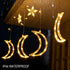 138 8.2 8 Dazzle Bright Ramadan Curtain String Lights, LED FT Warm White Star Moon Window Lights with Timer