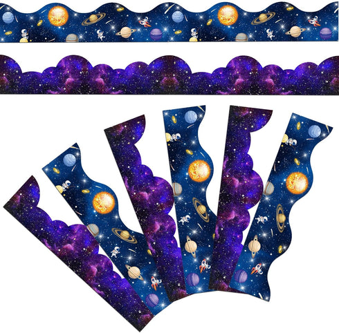 Galaxy Scalloped Borders, Outer Space Bulletin Board Trim for Night Sky Classroom Wall Decor Back to School