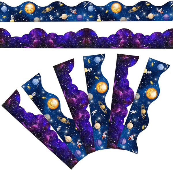Galaxy Scalloped Borders, Outer Space Bulletin Board Trim for Night Sky Classroom Wall Decor Back to School